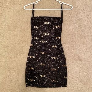 Lucyinthesky Starstruck Strappy Dress in Black Starlight